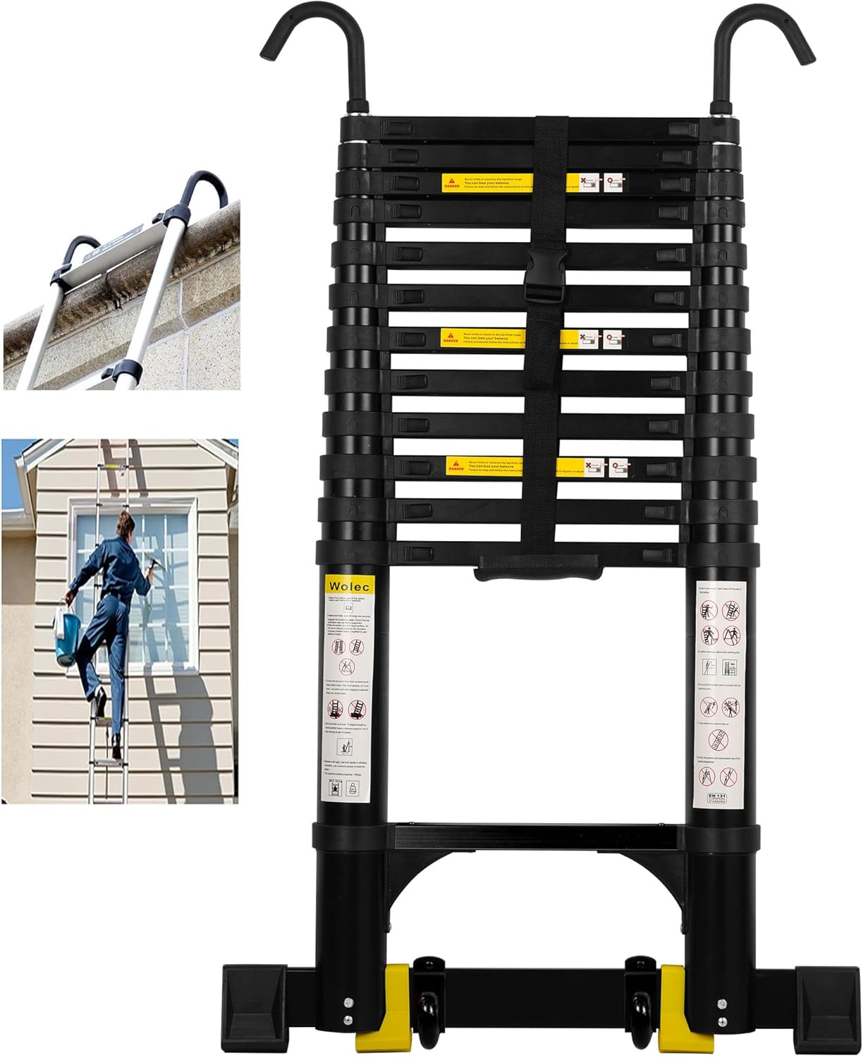 Telescoping Ladder 14.5FT Aluminum Portable Extension Ladder