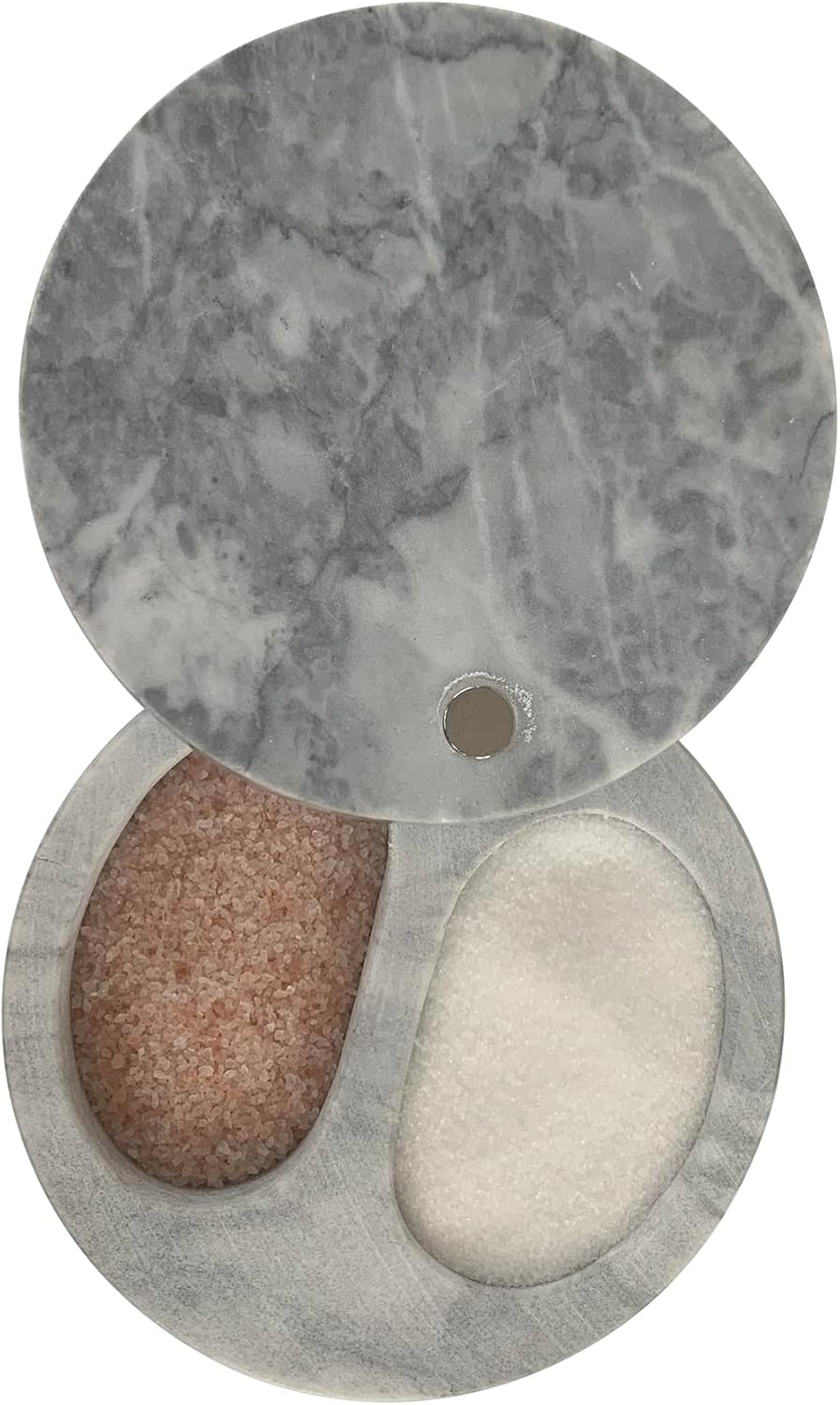 Fox Run White Marble Double Salt Cellar for Spices and More