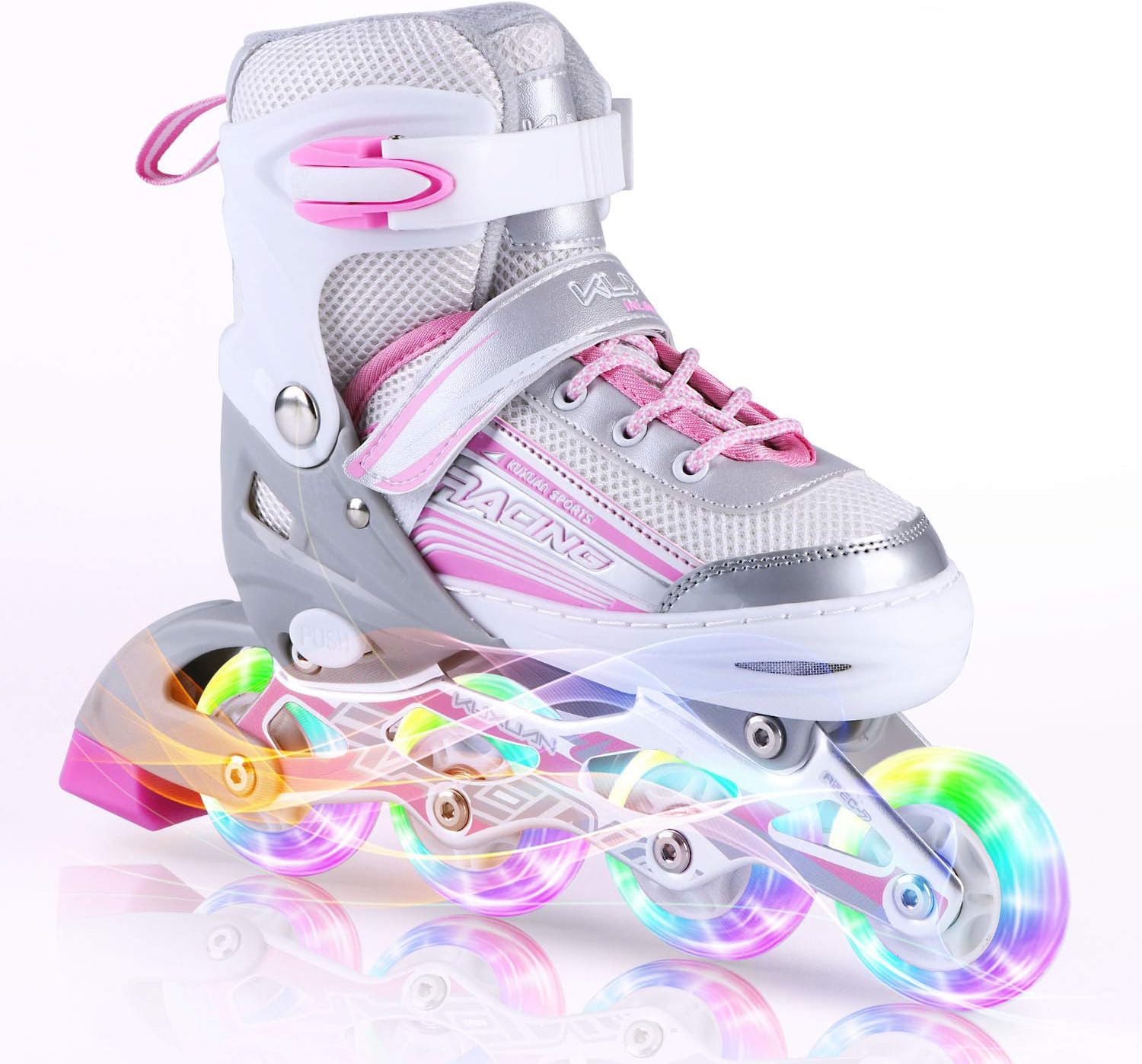 Kuxuan Inline Skates Adjustable for Kids with Light Up Wheels