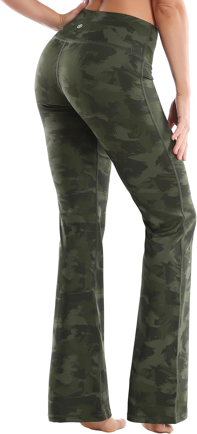 High Waist Bootcut Yoga Pants with Pockets for Women