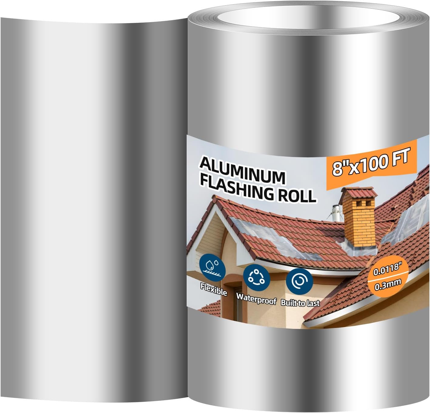 Aluminum Roll Flashing for Roof and Garden, 8ft' x 100ft Roll