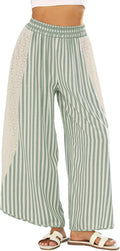 Athlisan Women's Striped Wide Leg Summer Pants for Casual Comfort