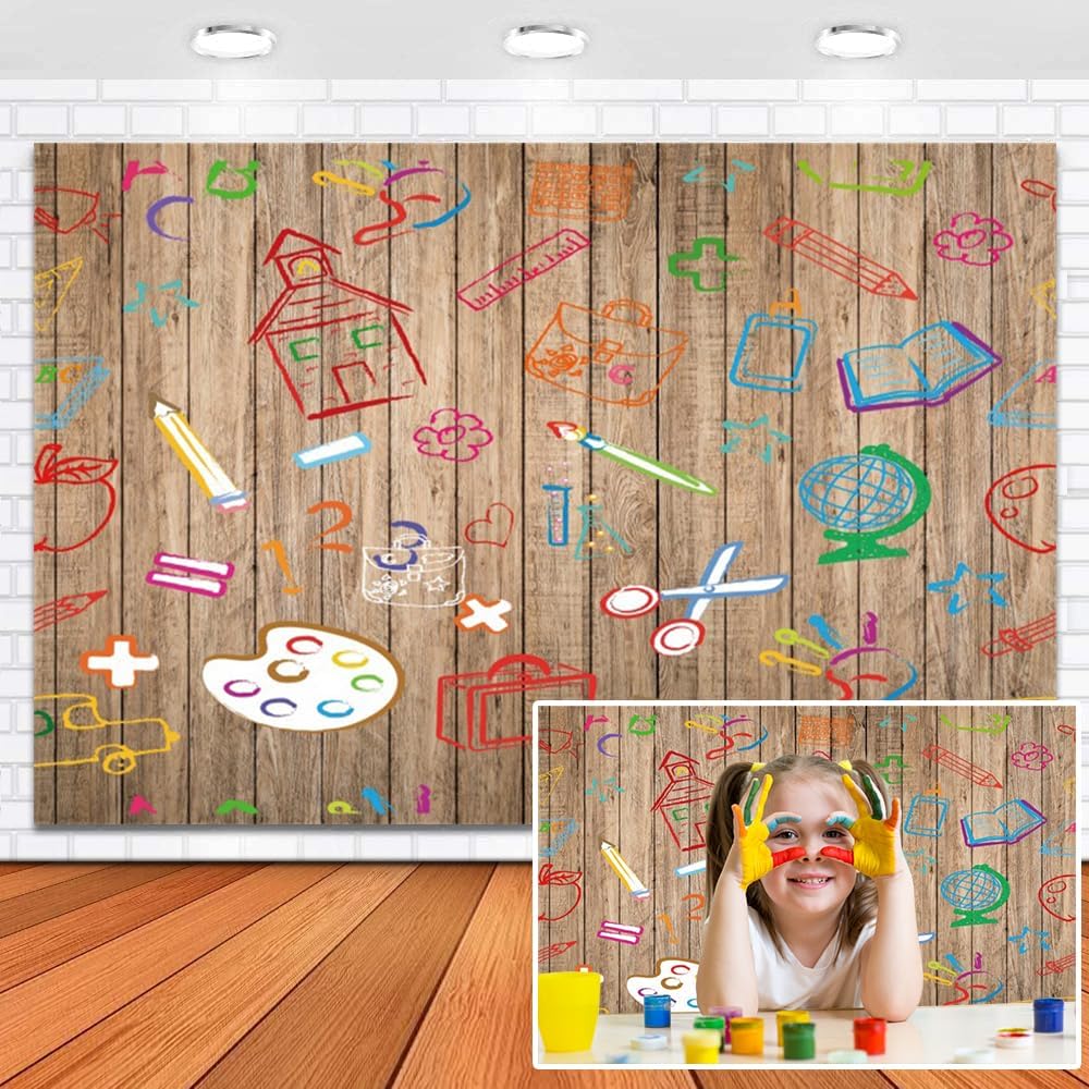 Leowefowa Back to School Backdrop 12x8ft for Kids Parties