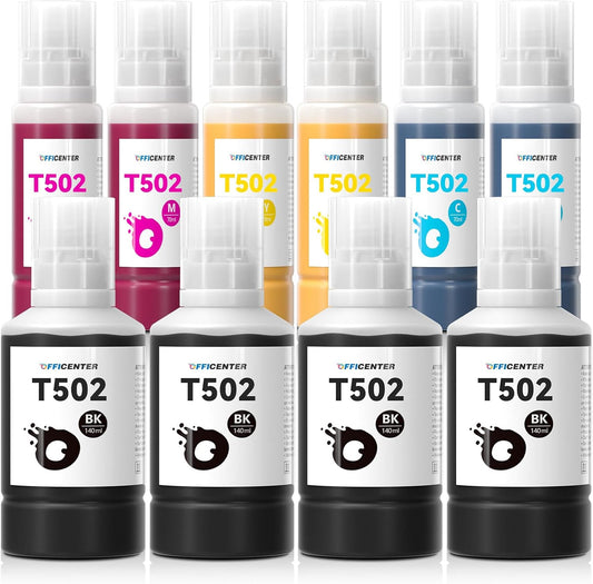 T502 Ink Refill Bottles for Ecotank Printers - 10 Pack