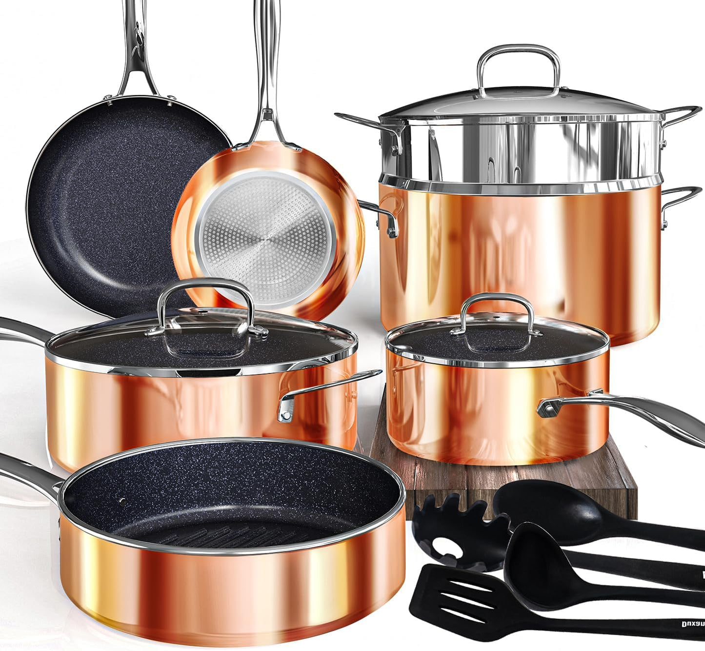 Deluxe 14PC Healthy Pots and Pans Set with Non-Stick Coating