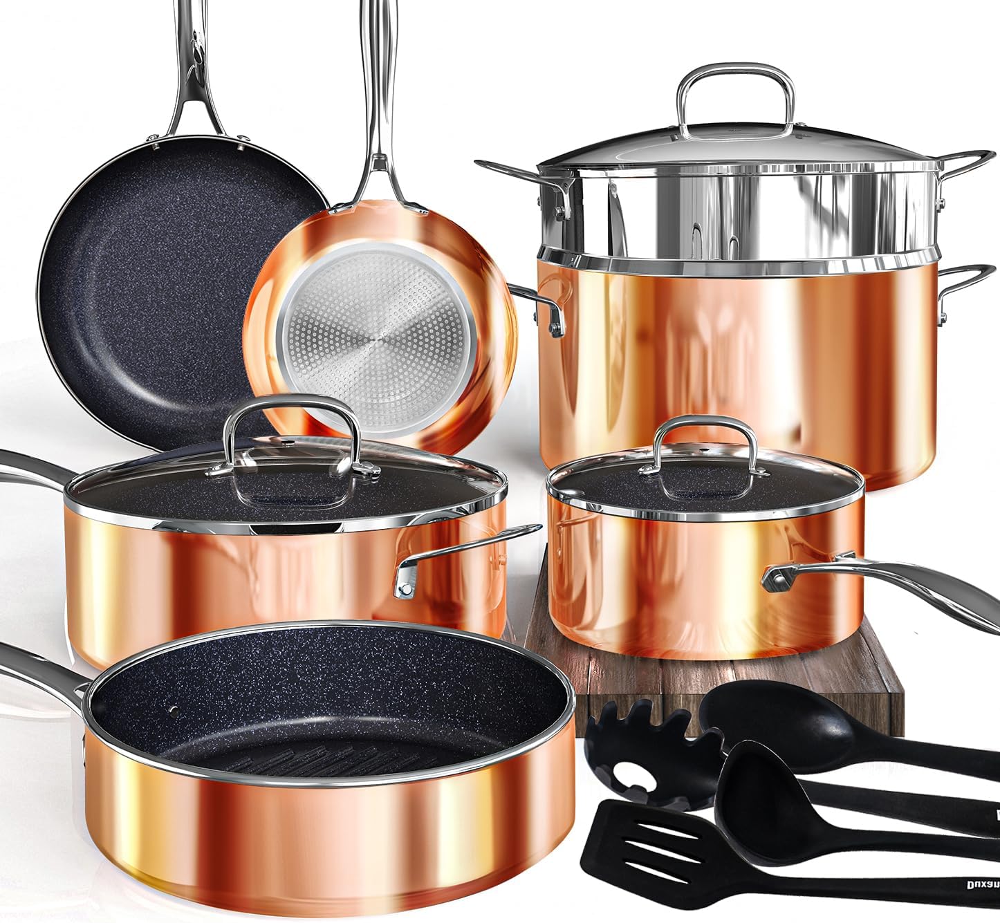 Deluxe 14PC Healthy Pots and Pans Set with Non-Stick Coating