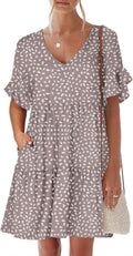 Women's ANRABESS Mini Dress with Ruffle Sleeves and Pockets