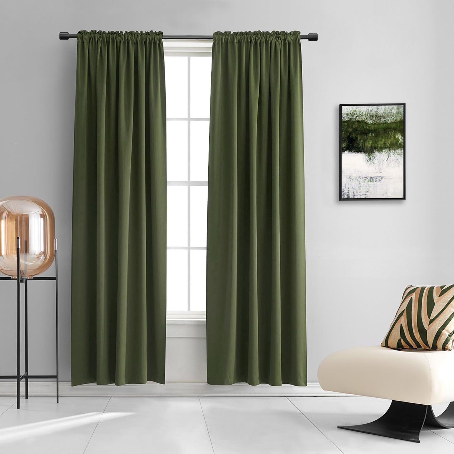 DONREN Dark Olive Green Christmas Blackout Curtains 84 Inch
