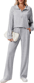 PINSPARK 2 Piece Women's 1/2 Zip Sweatsuit - Comfortable Stretch
