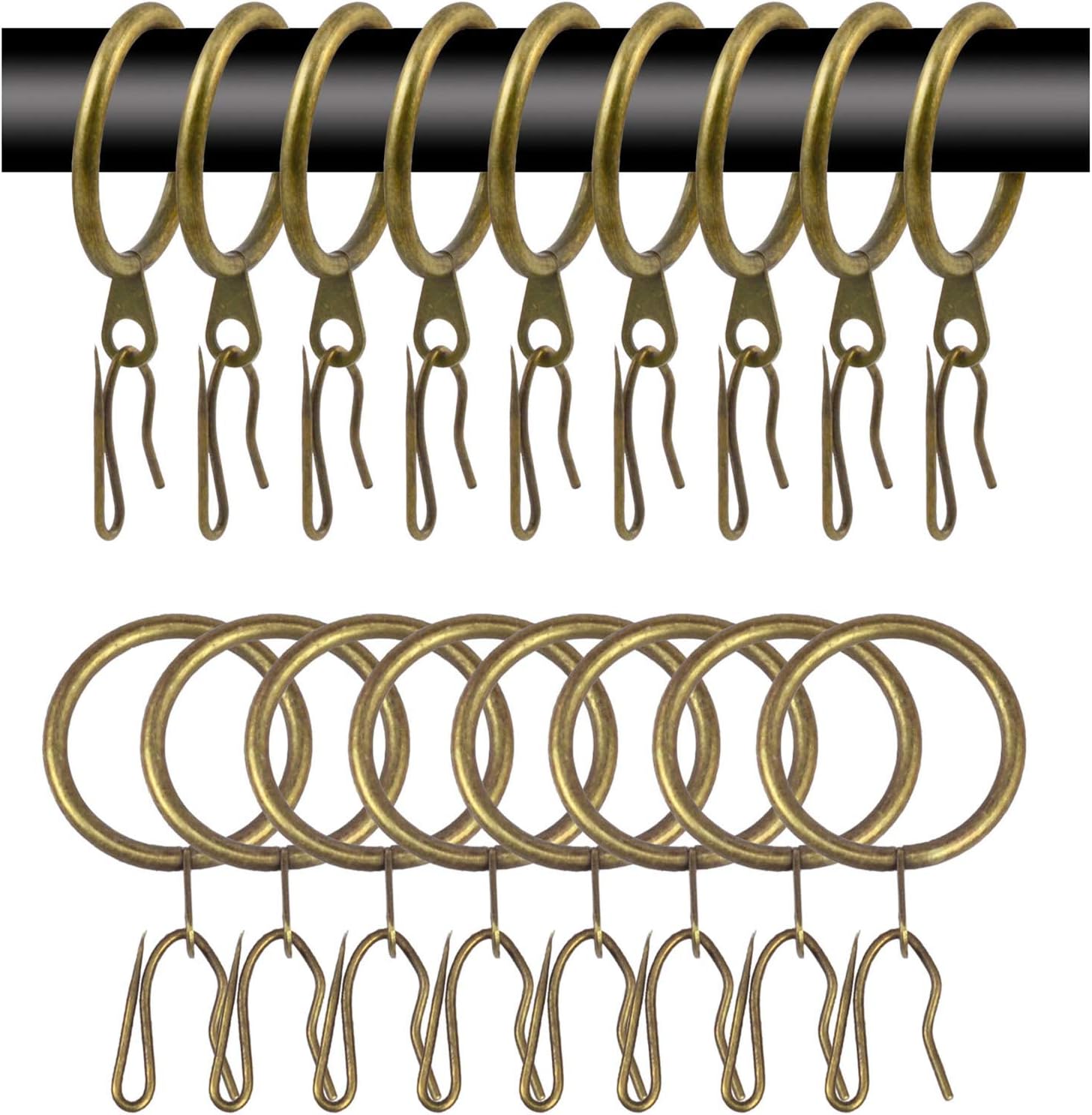 WISION Metal Curtain Rings & Hooks Set - Securely Hang Curtains with Ease!