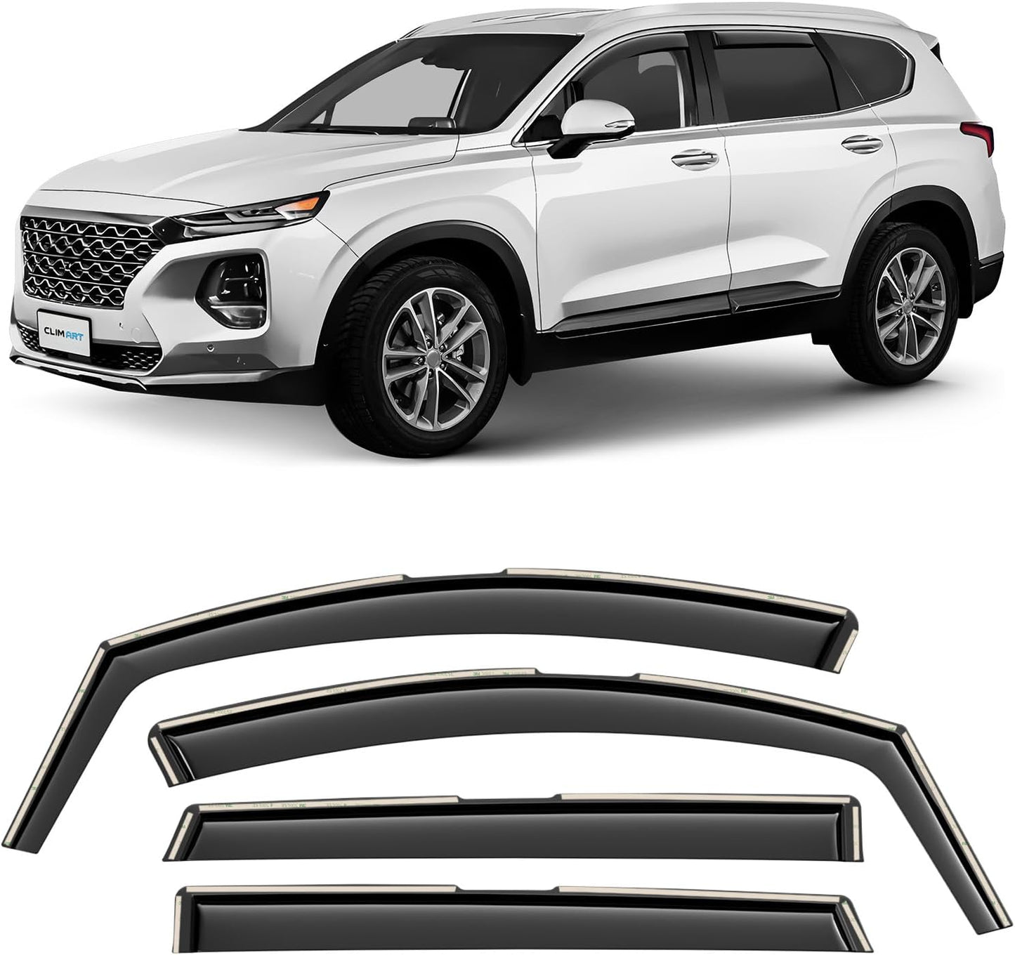 In-Channel Rain Guards for Hyundai Santa Fe 2019-2023 - Durable