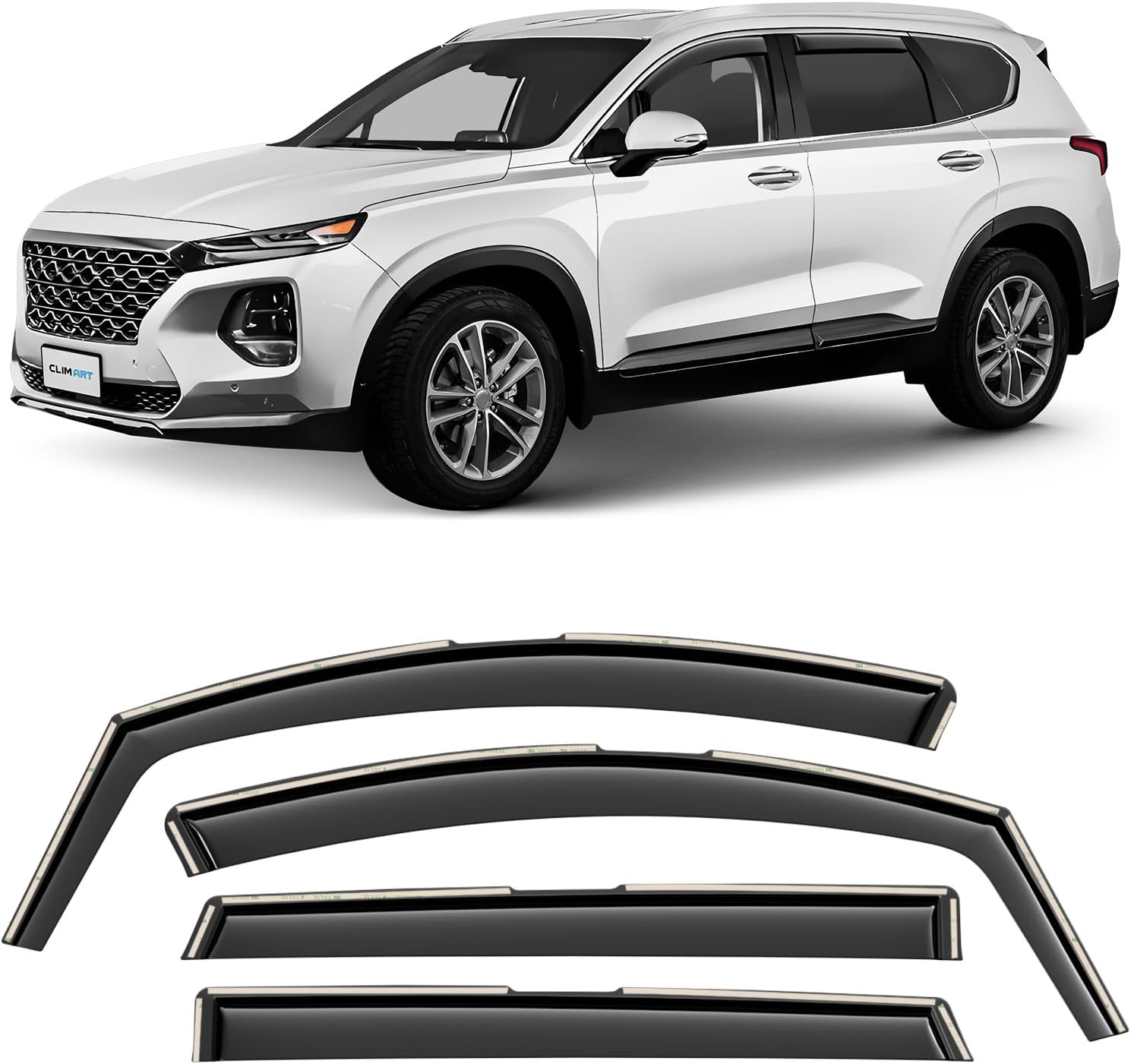 In-Channel Rain Guards for Hyundai Santa Fe 2019-2023 - Durable