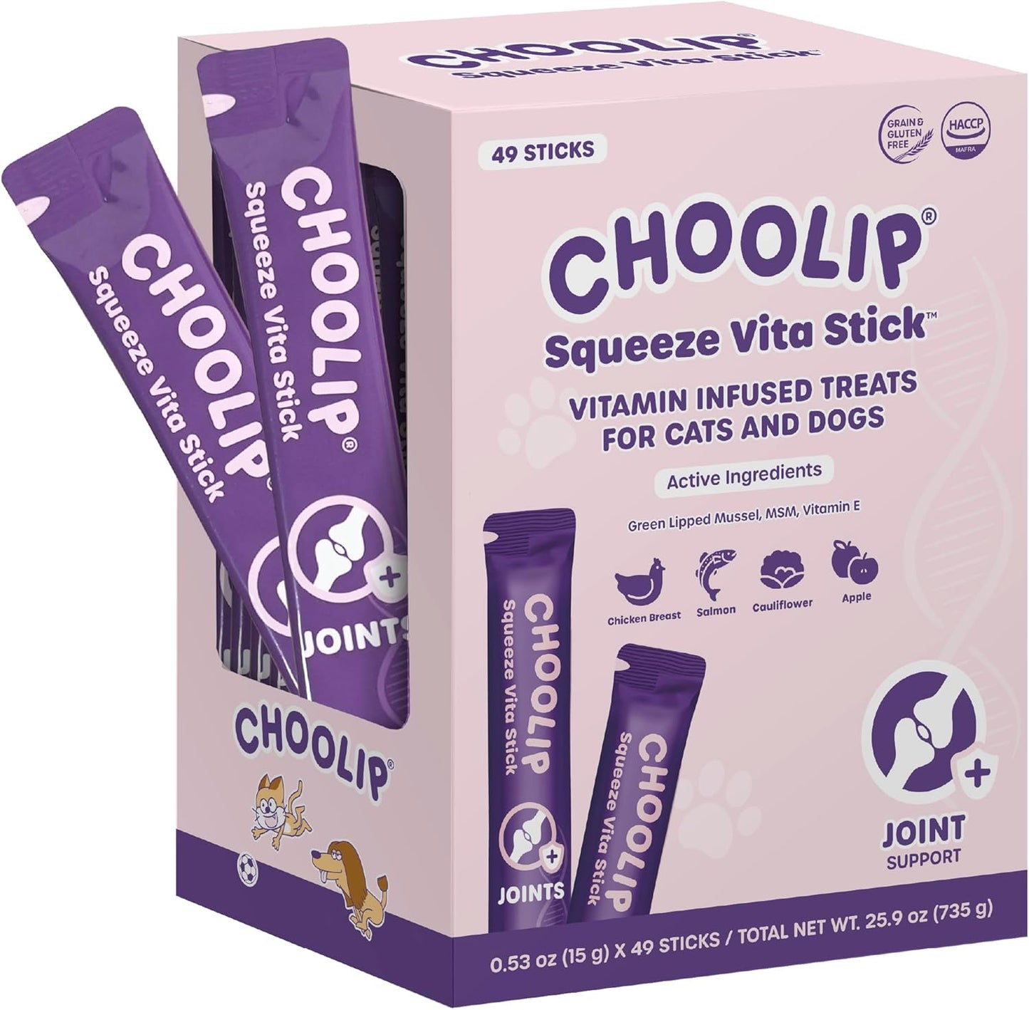 Squeeze Vita Stick Lickable Treats for Cats and Dogs, 49 Count
