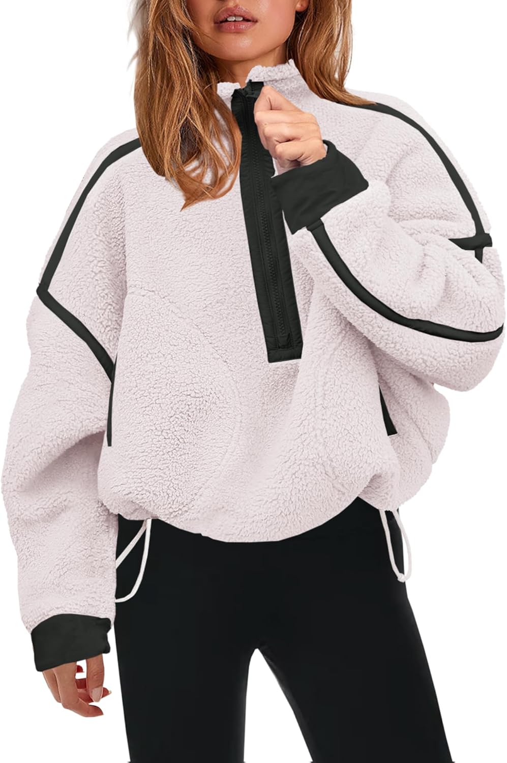 Panadila Womens Half Zip Sherpa Fleece Pullover for Cozy Comfort