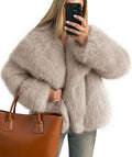 Women's Faux Fur Long Sleeve Shaggy Coat - Fluffy Warm Jacket