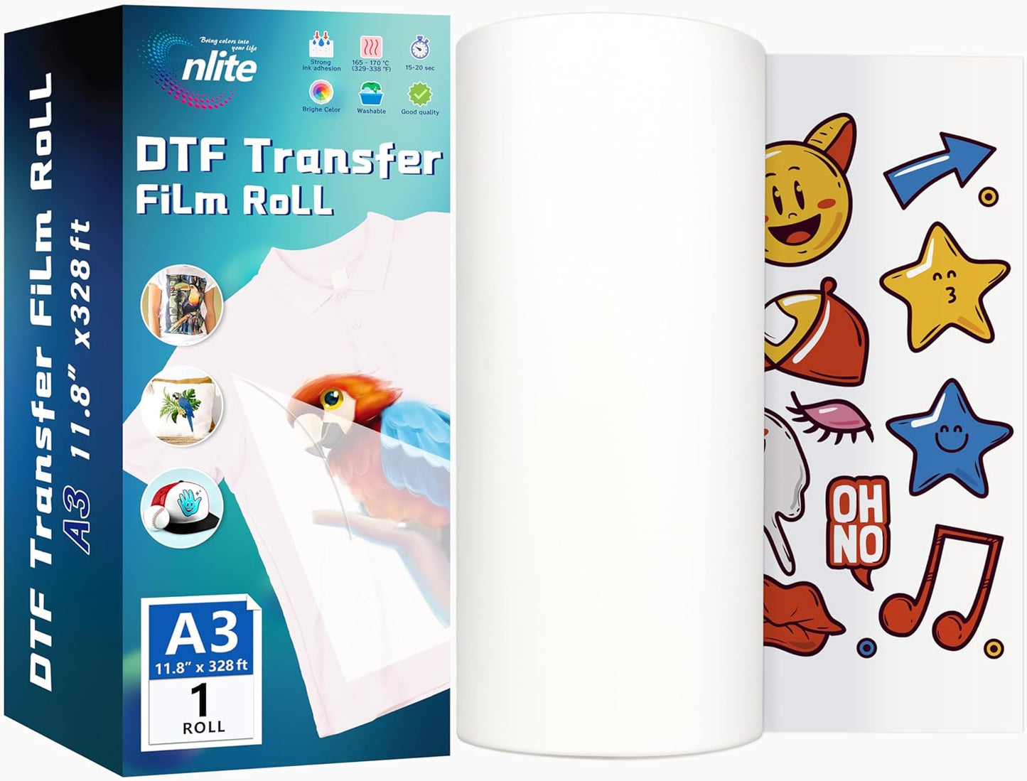 Enlite DTF Transfer Film Roll 11.8in x 328ft for Printers