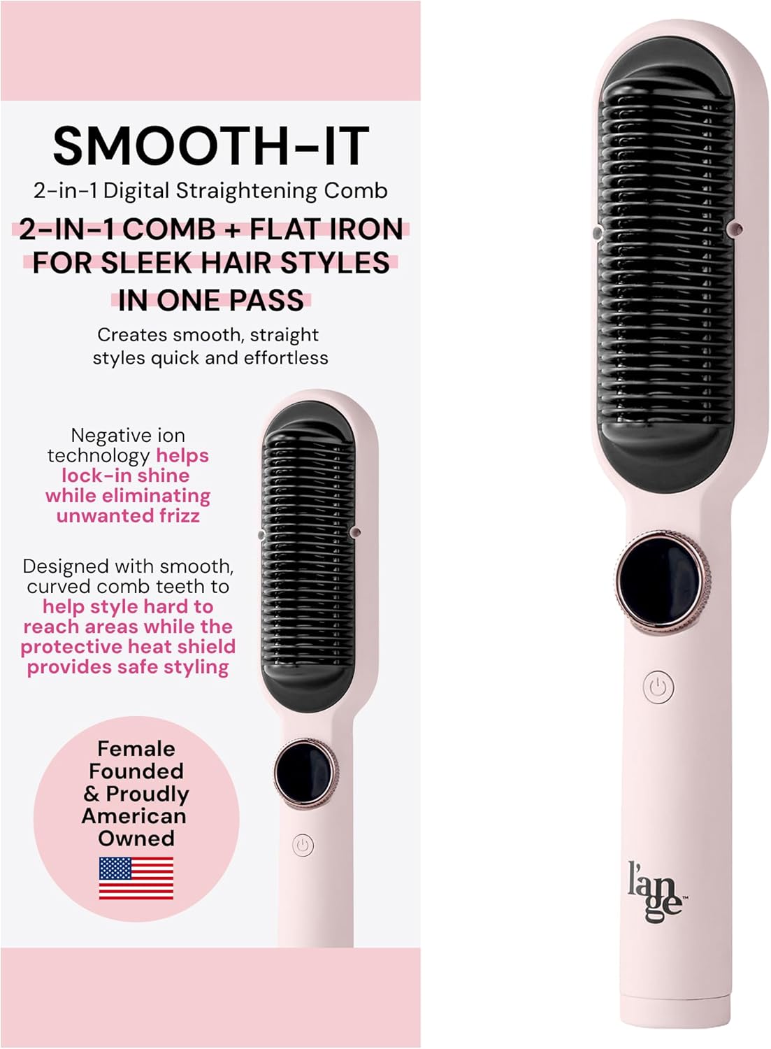 L'ANGE HAIR Smooth-It 2-in-1 Hot Comb for All Hair Types