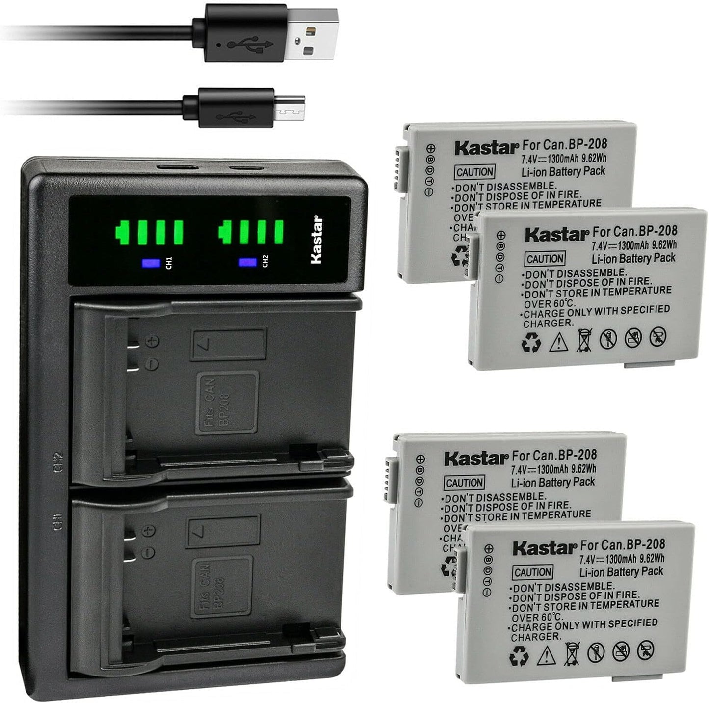 Kastar 4-Pack Battery and USB Charger for Canon Cameras
