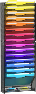Wall File Organizer 16-Tier Mesh File Holder - Vertical Document Rack