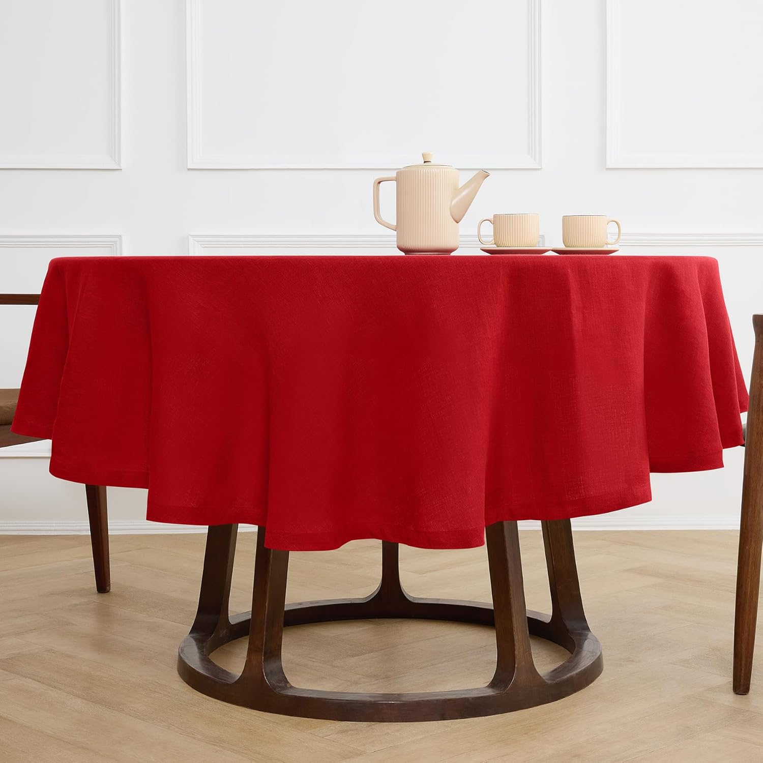 Elegant 70 Inch Red Round Tablecloth for Holiday Gatherings