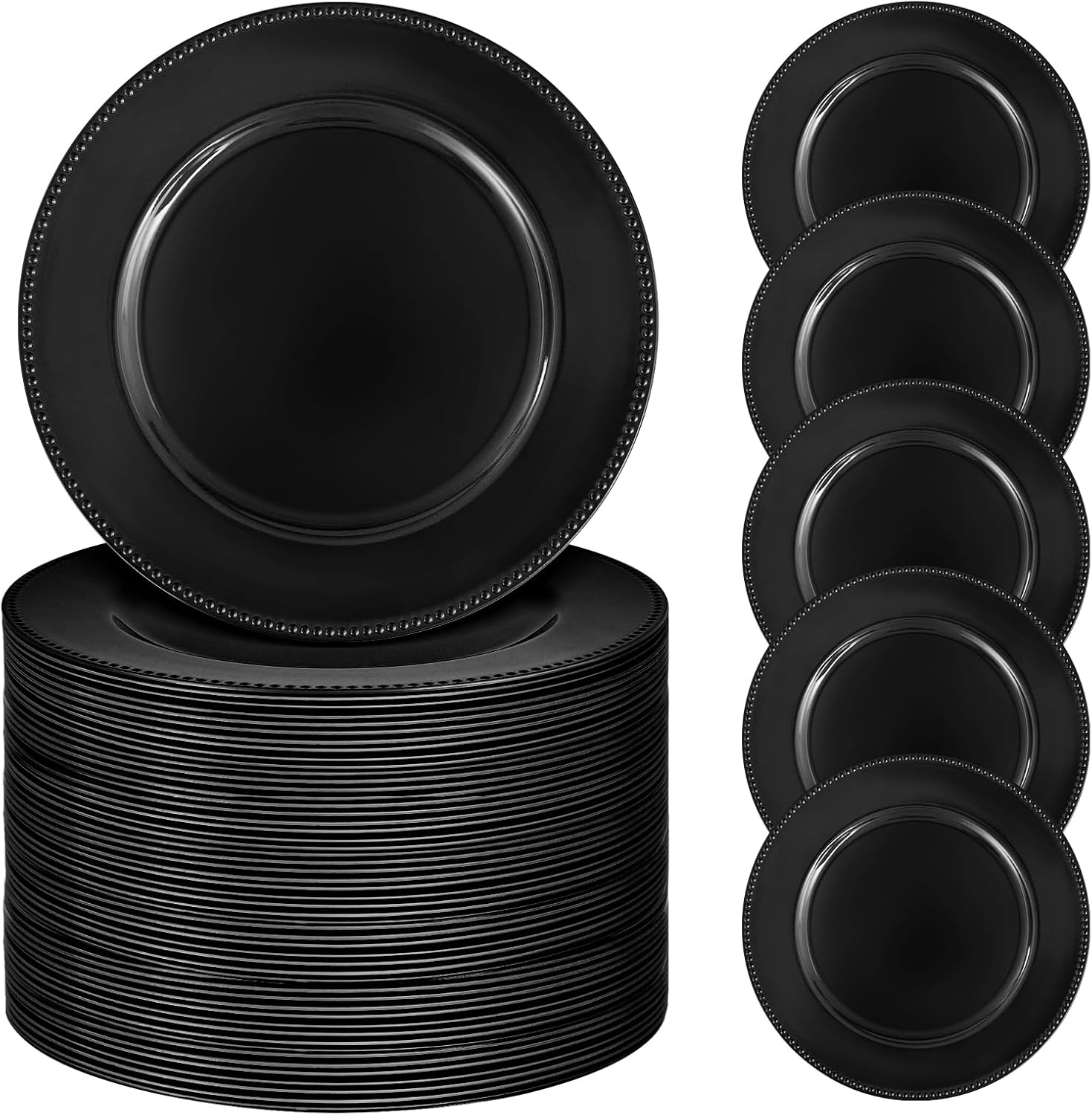 50 Pcs Black Charger Plates for Elegant Table Settings