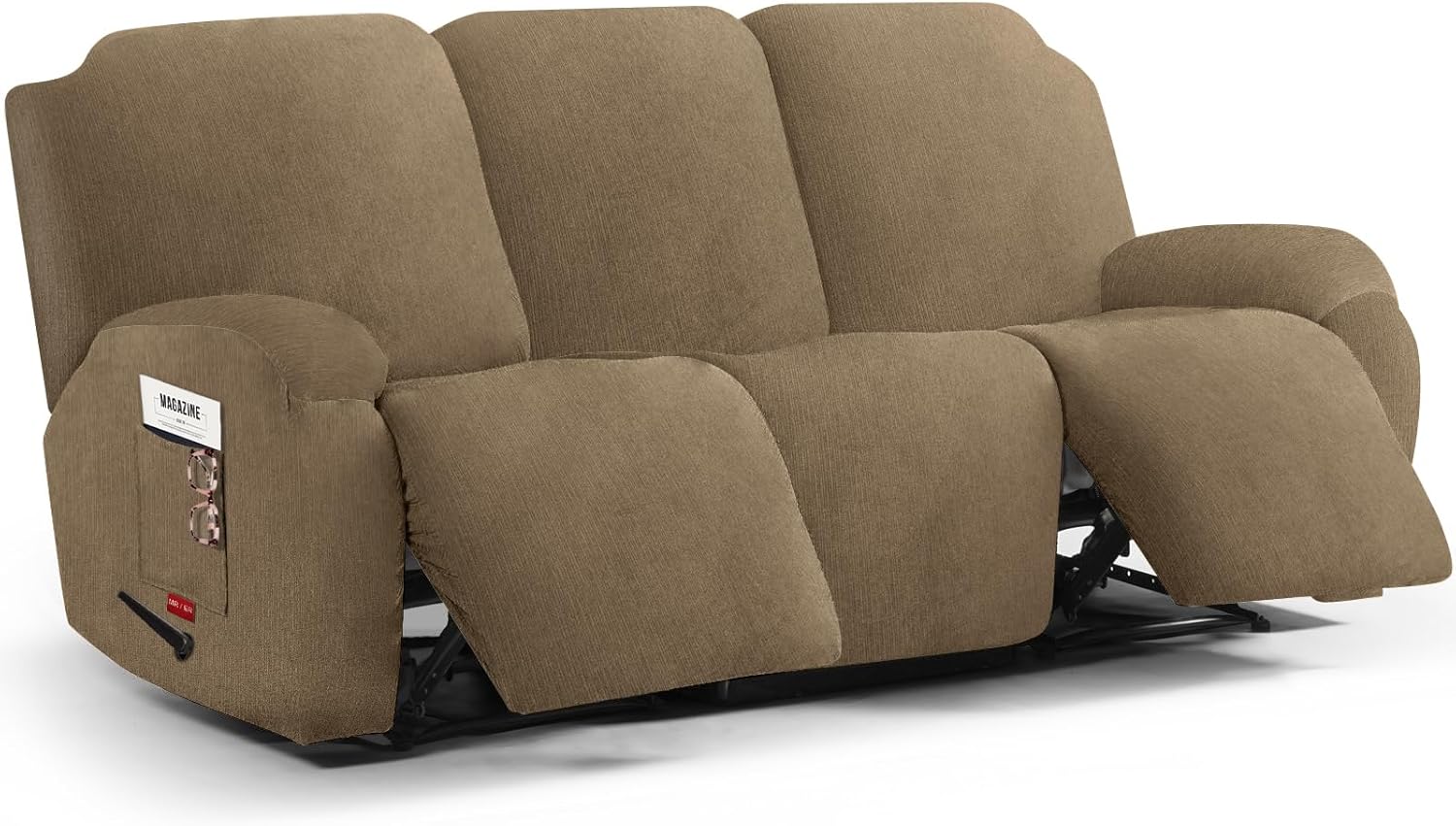 Stretch Recliner Sofa Cover for 3 Seater - Plush Fabric Protector
