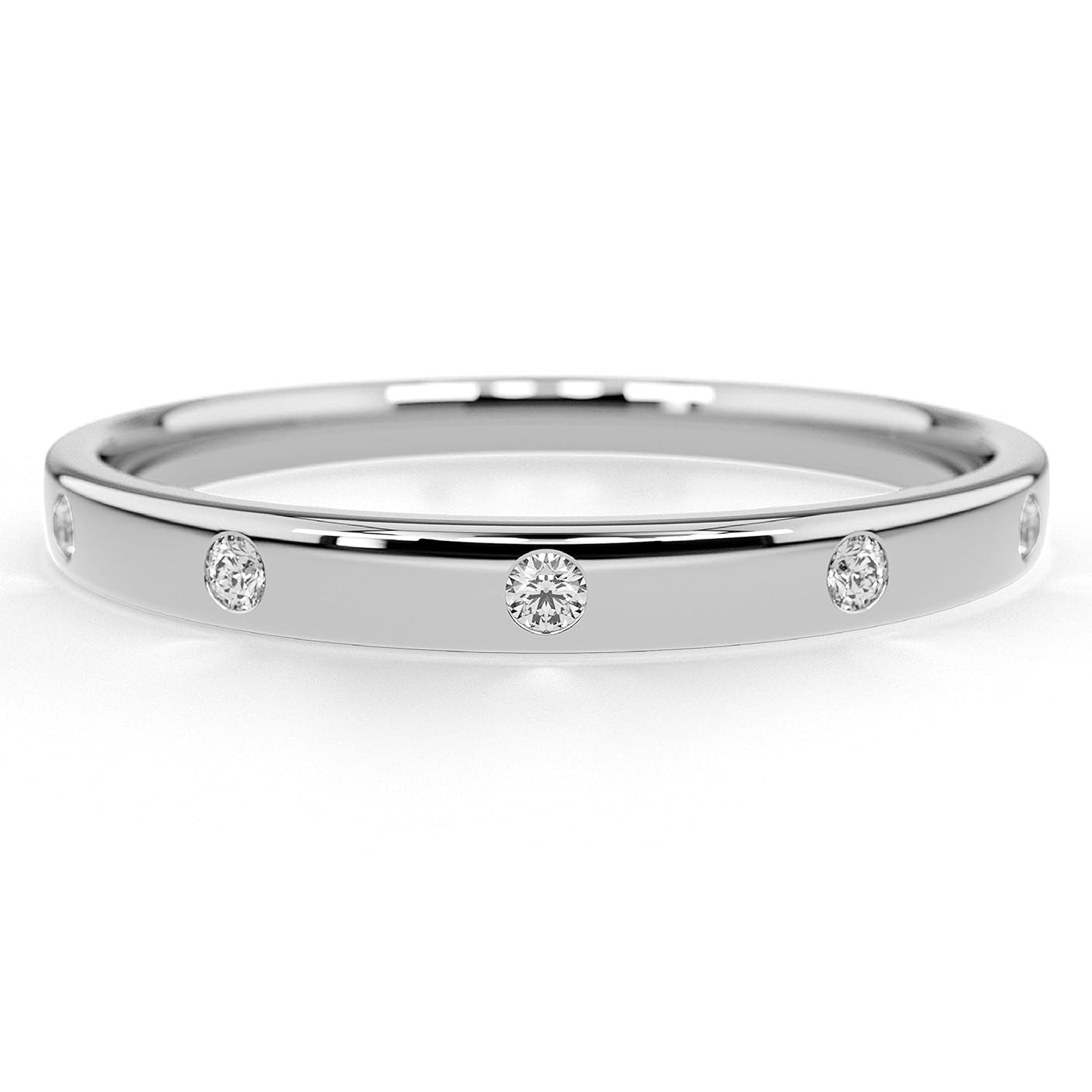 14k Solid Gold Flush Set Diamond Wedding Band for Women