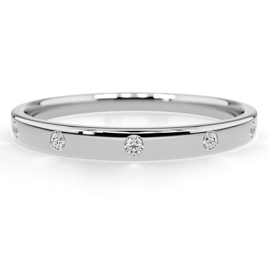 14k Solid Gold Flush Set Diamond Wedding Band for Women