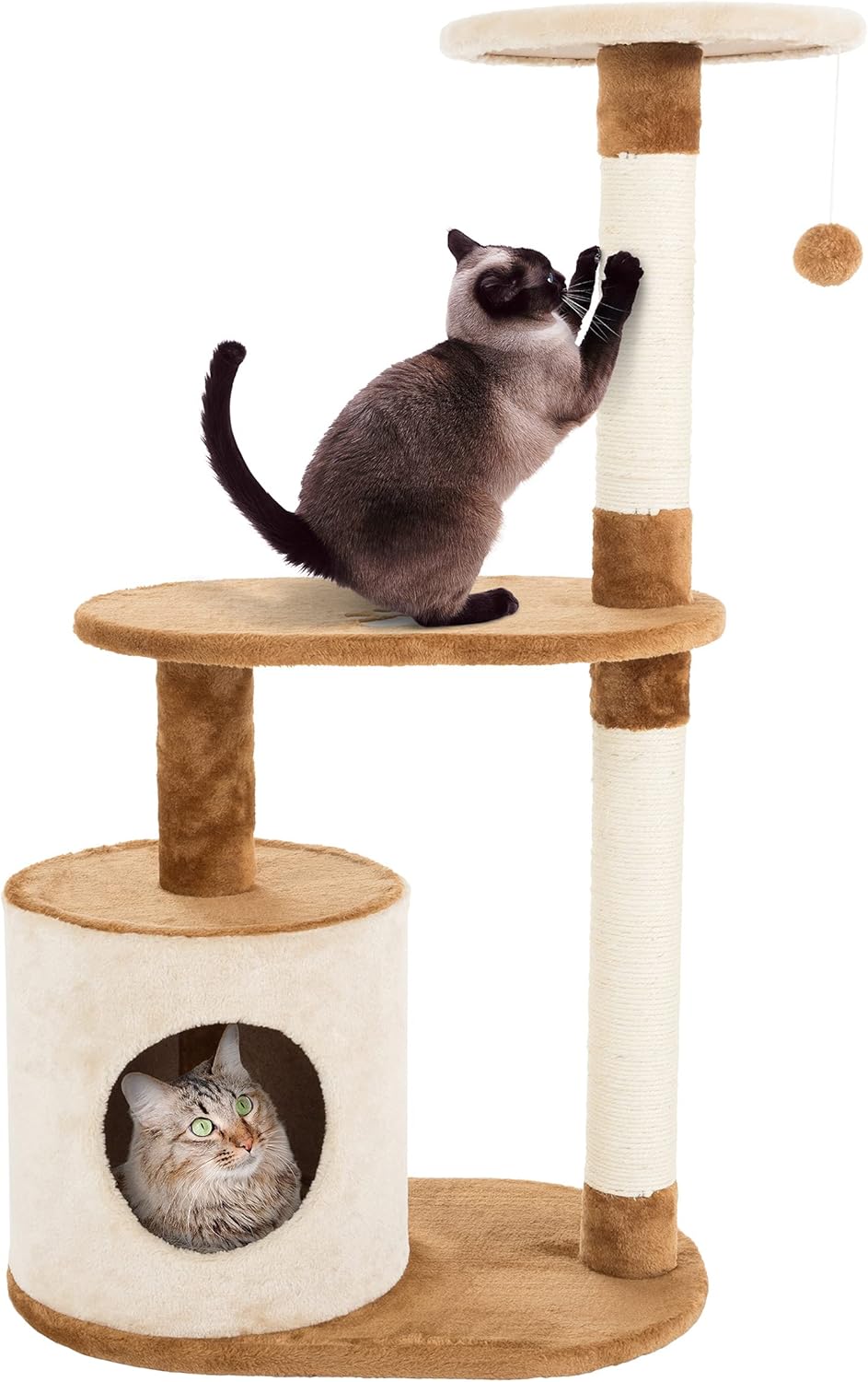 Interactive 3-Tier Cat Tree Condo with Scratching Posts for Cats