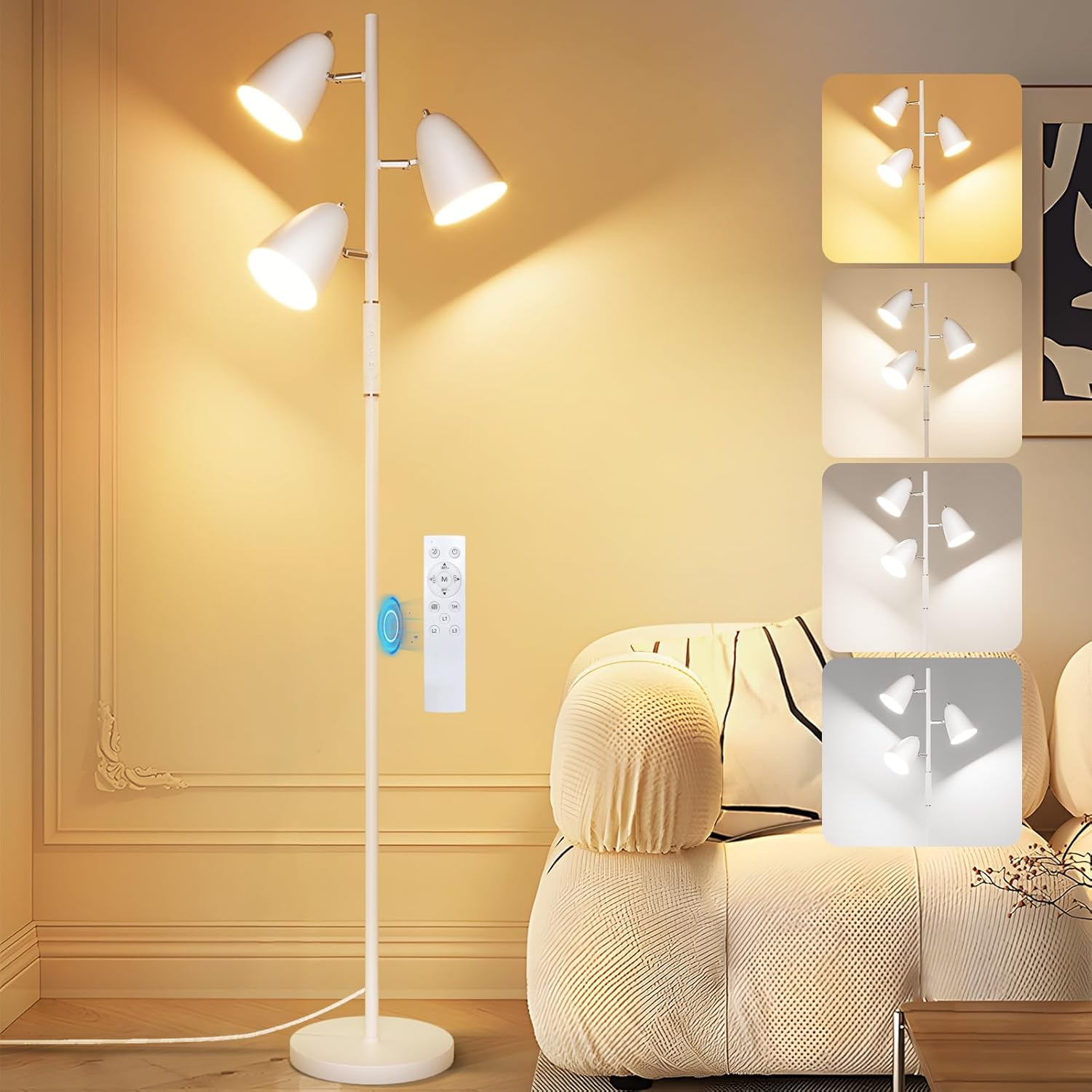 QiMH LED Floor Lamp for Living Room with Remote Control