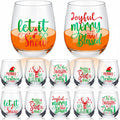 Christmas Stemless Wine Glass Set 12oz 12pcs - Festive Party Cups