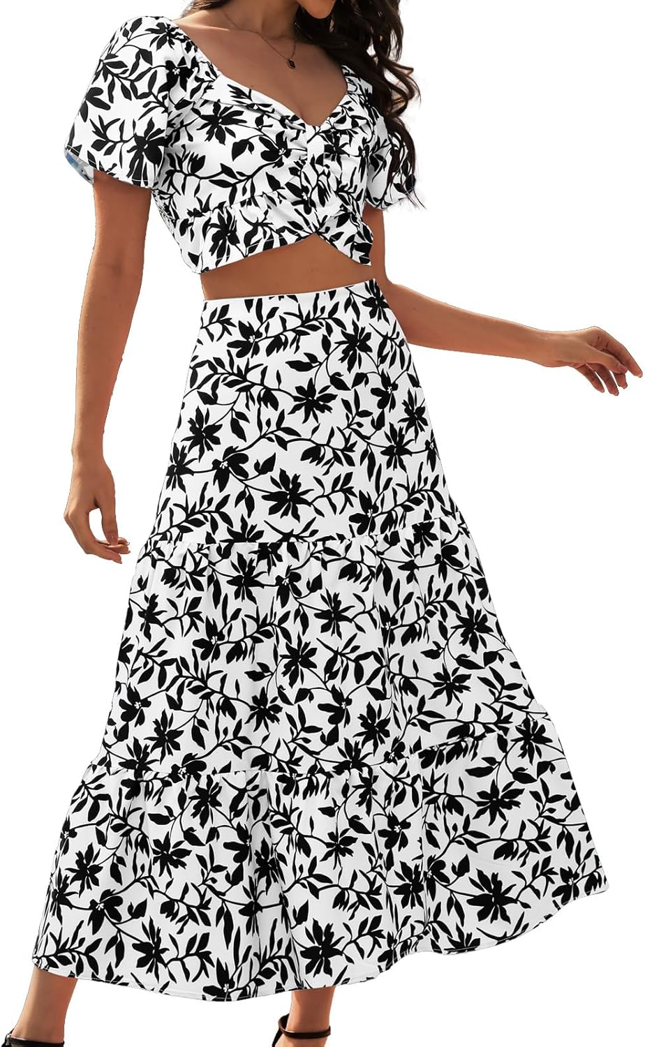 DRESSTELLS Women's Floral Skirt Set for Casual Summer Style
