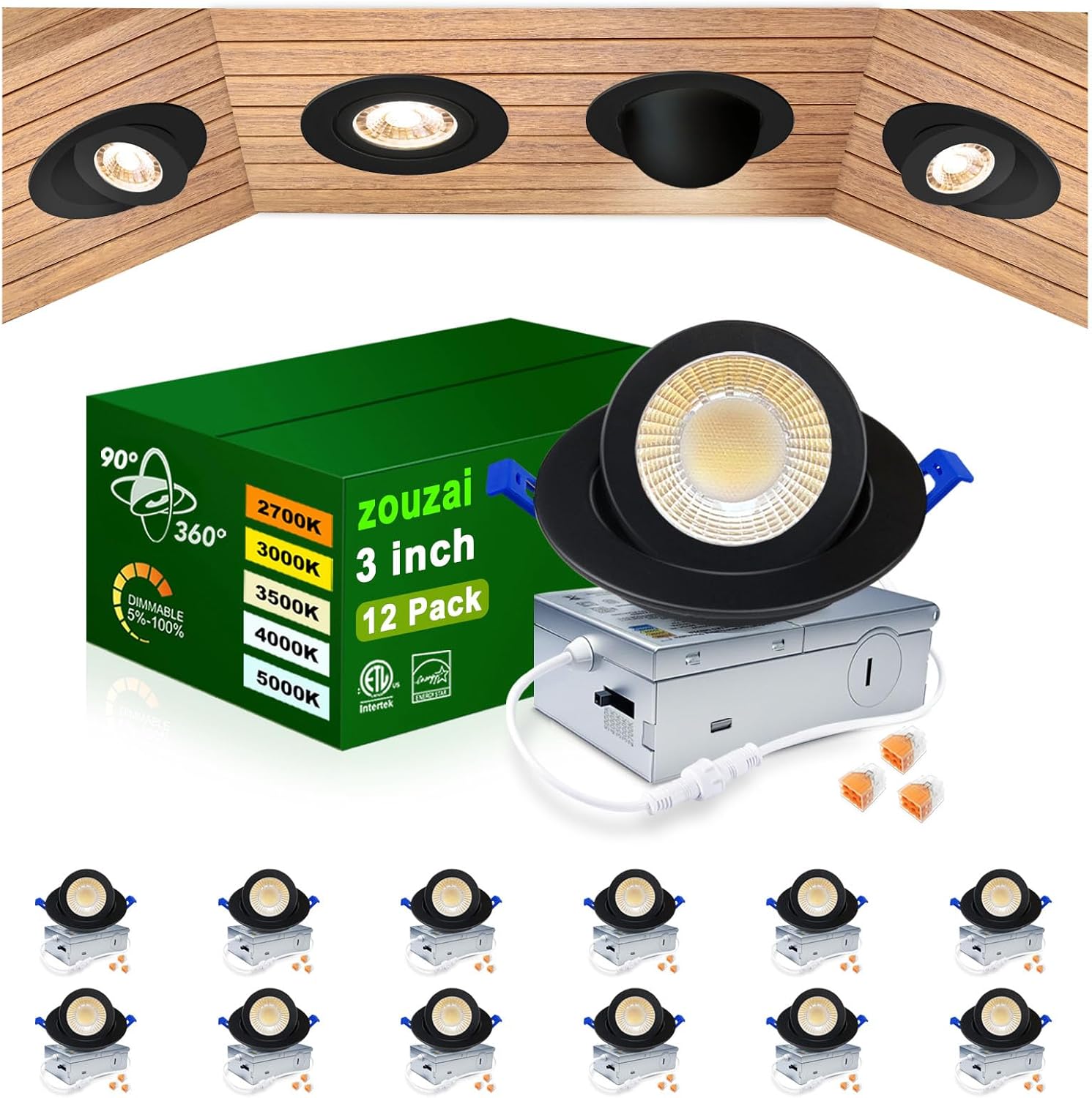 5CCT LED Gimbal Recessed Light with Junction Box for Versatile Use