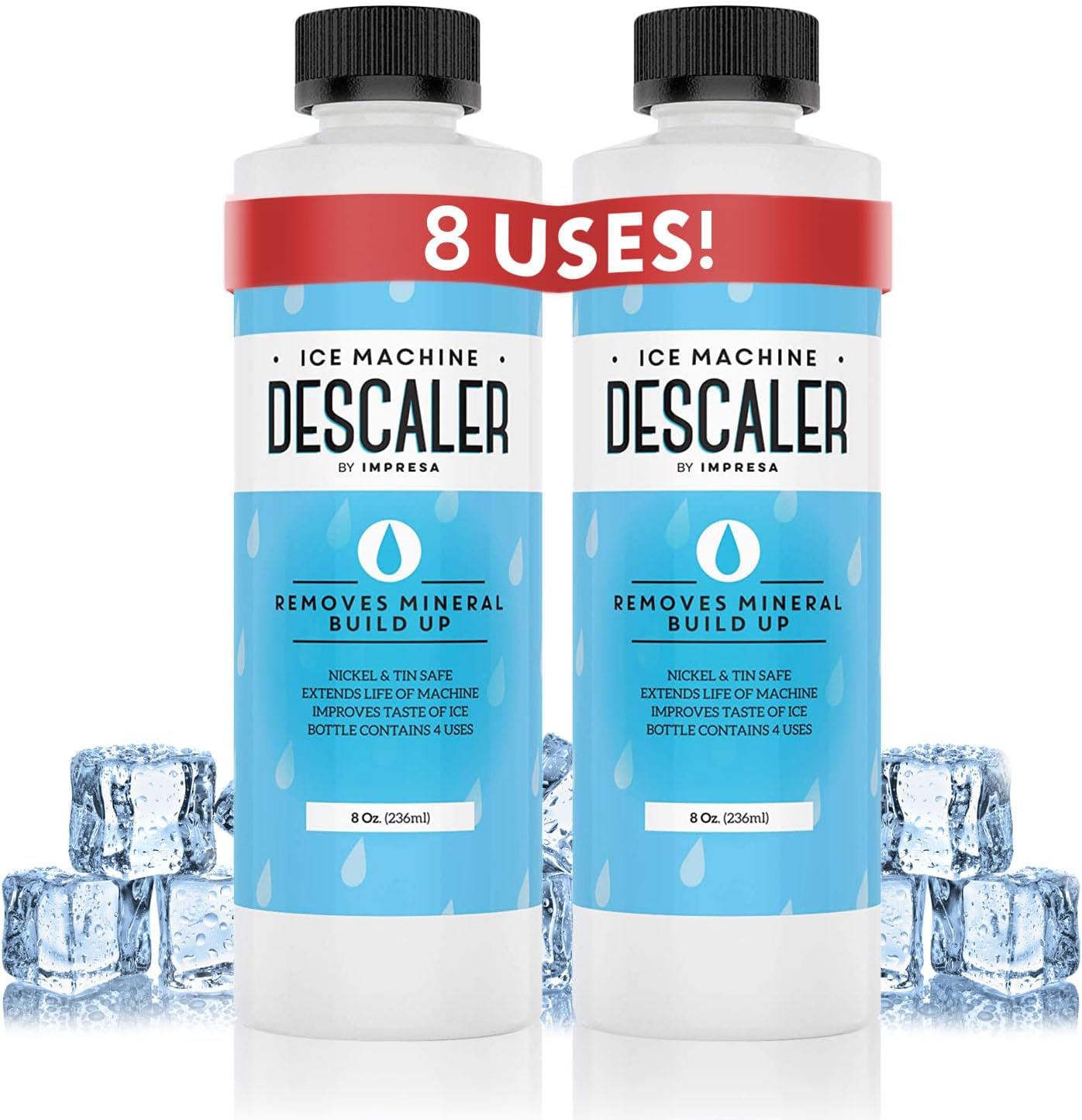 Ice Machine Cleaner 4 Uses Per Bottle - USA Made - Compatible with Various Brands