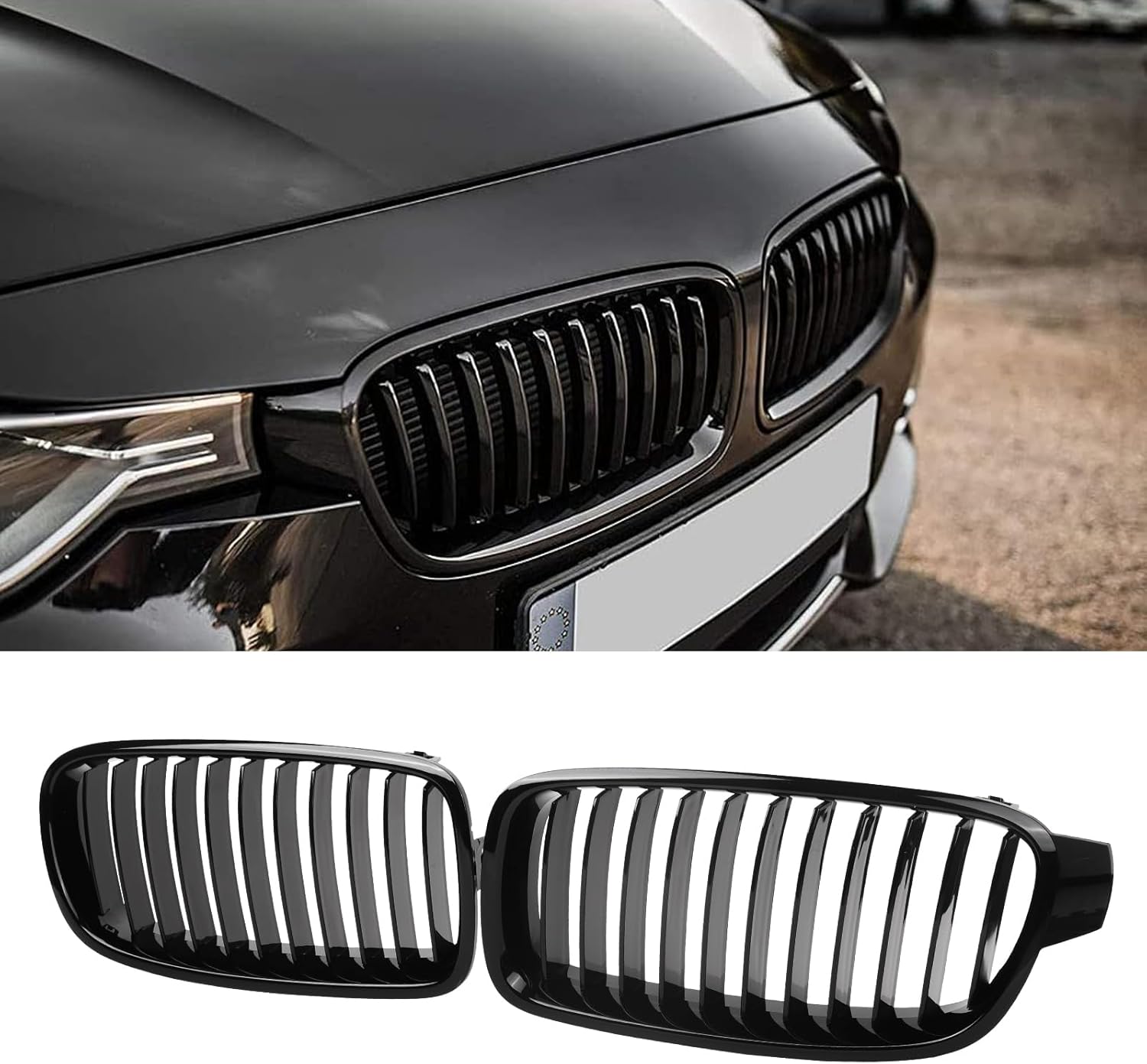 F30 Grille Upgrade for BMW 3 Series 2012-2018 - Gloss Black