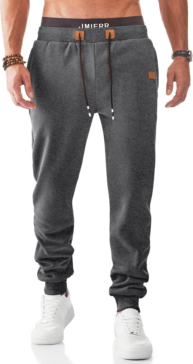 JMIERR Men's Fleece Sweatpants with Zipper Pockets for Comfort