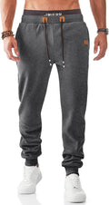 Men's Fleece Sweatpants with Zipper Pockets - Slim Tapered Joggers