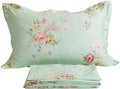Green Floral Bed Sheet Set Full Size - 100% Cotton Comfort