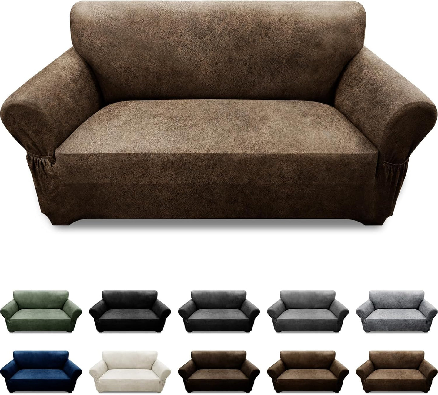 Loveseat Sofa Slipcover for 2 Seater Couch - Leather Look