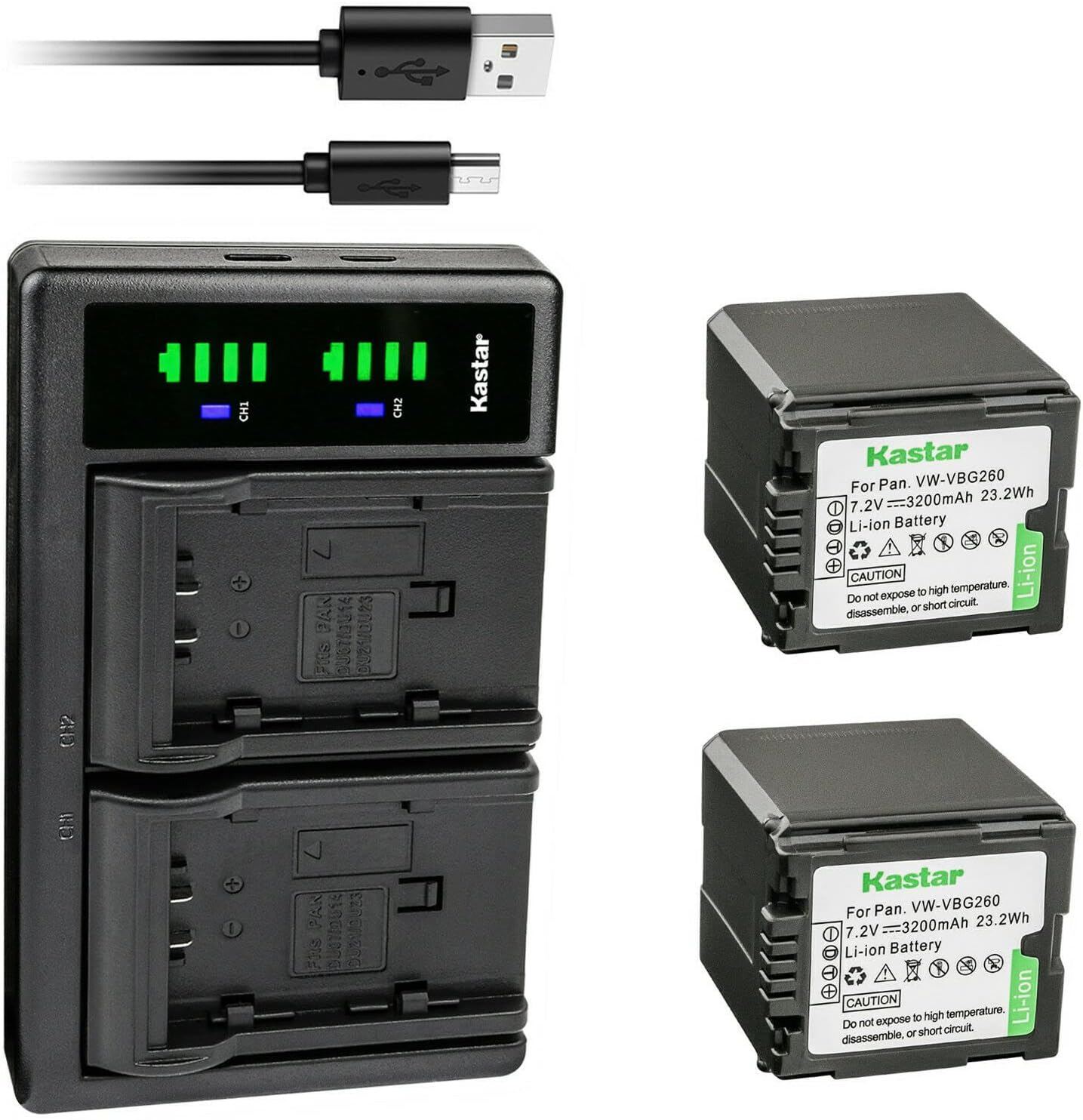 Kastar VW-VBG260 Battery and LTD2 USB Charger for Panasonic
