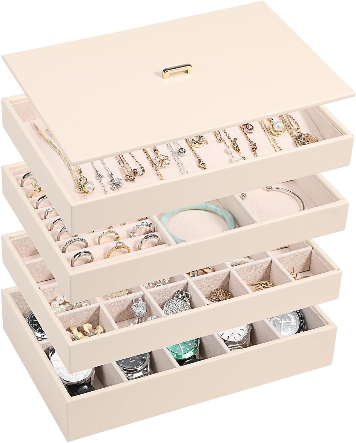 Voova Stackable Jewelry Organizer Tray with Lid for All Jewelry