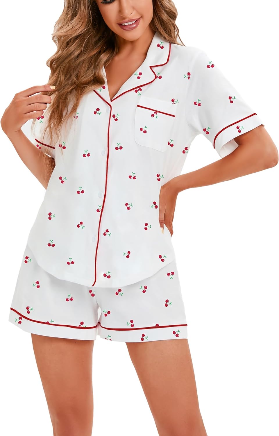 LUBOT 100% Cotton Pajamas for Women - Soft Summer Sleepwear