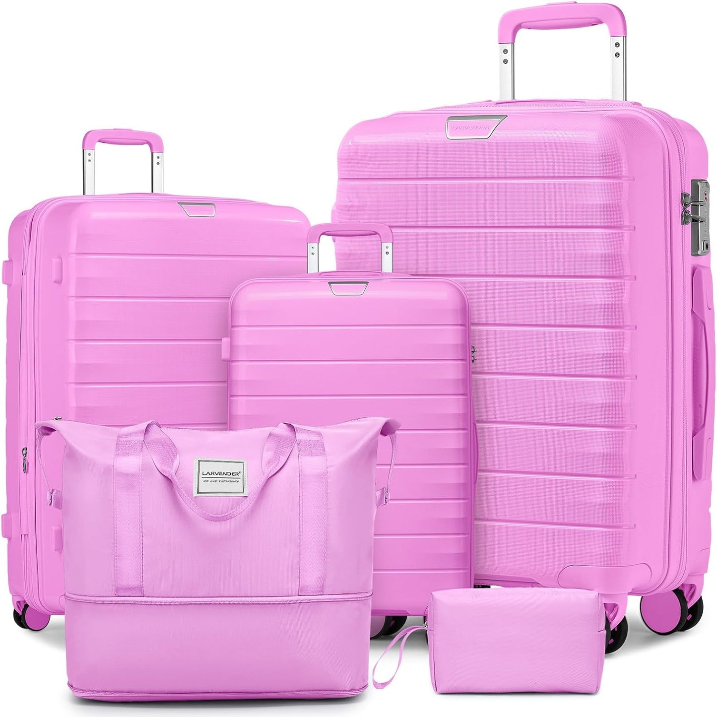LARVENDER 5 Piece Luggage Set with Duffel Bag and TSA Lock