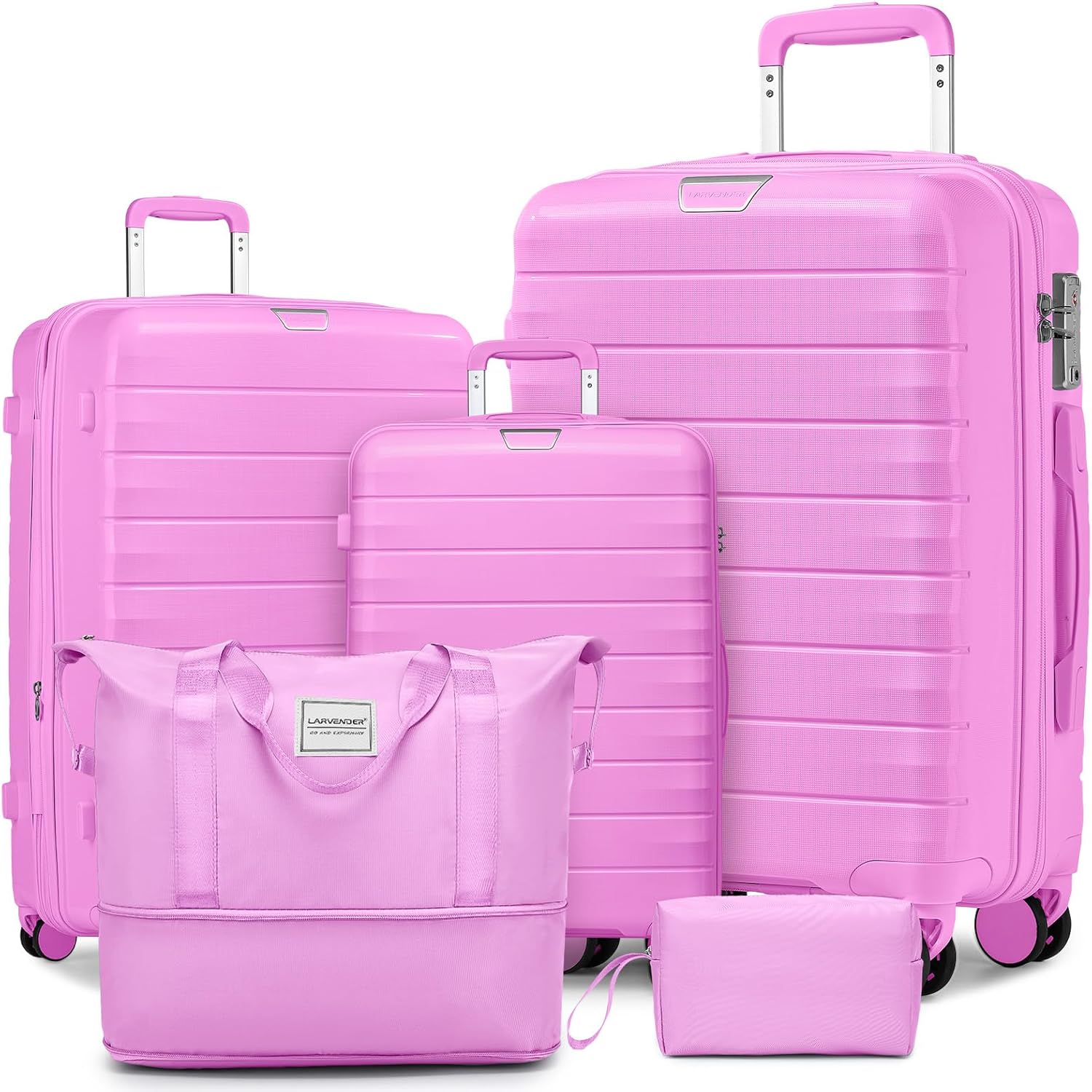 LARVENDER 5 Piece Luggage Set with Duffel Bag and TSA Lock