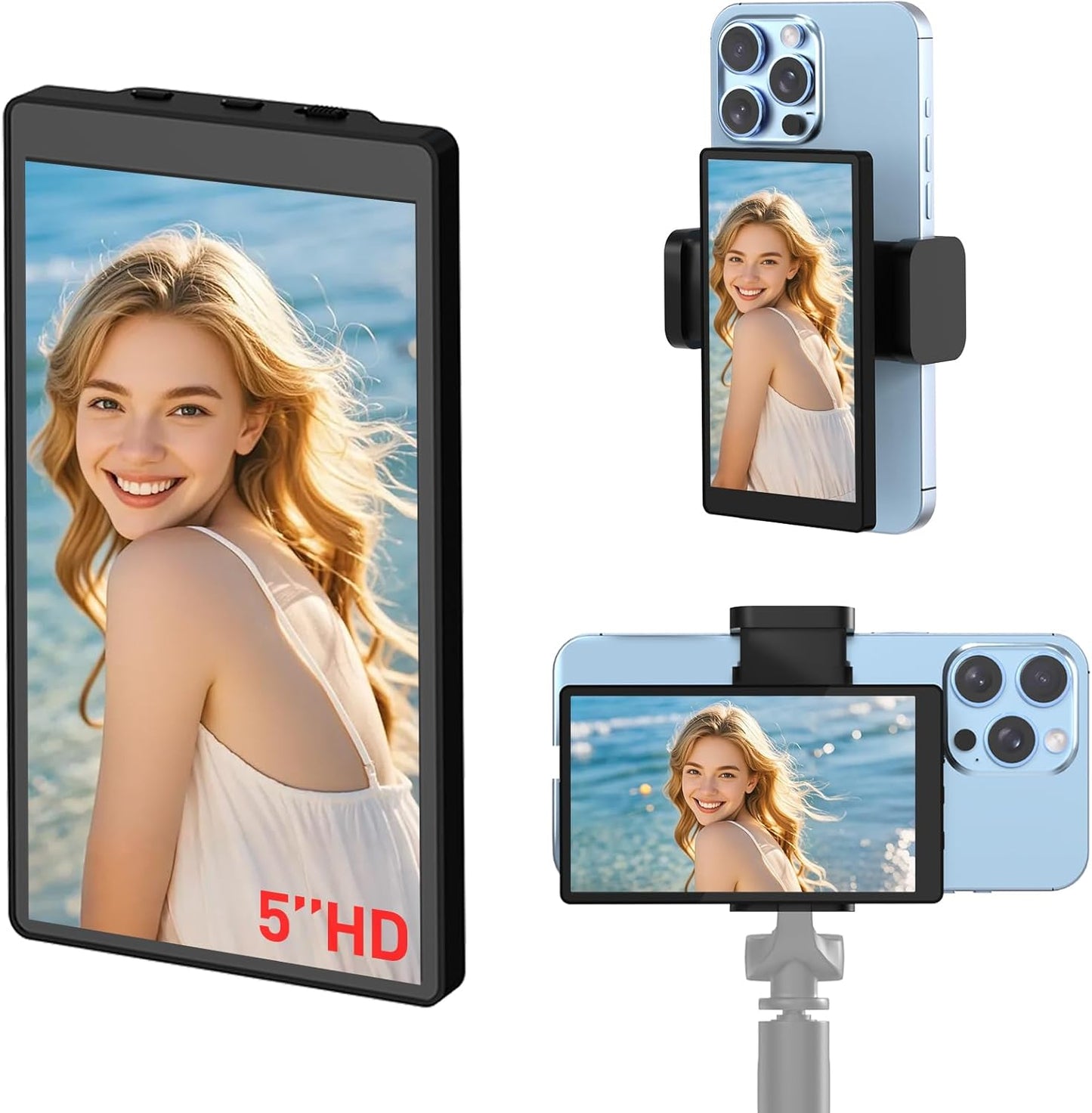 5'' Magnetic Selfie Monitor with Bluetooth Remote for Real-Time Streaming
