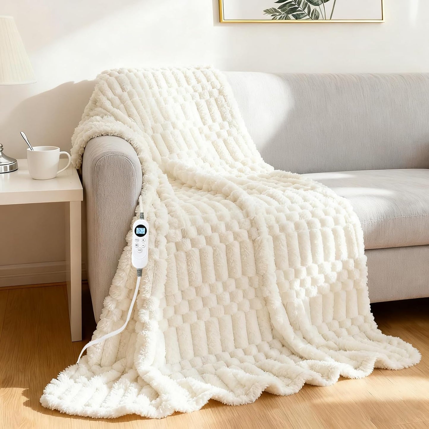 Heated Blanket Flannel Throw Blanket with 12 Heating Levels