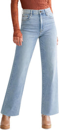 Straight Leg Jeans for Women High Waisted Cropped Baggy Fit - Frayed