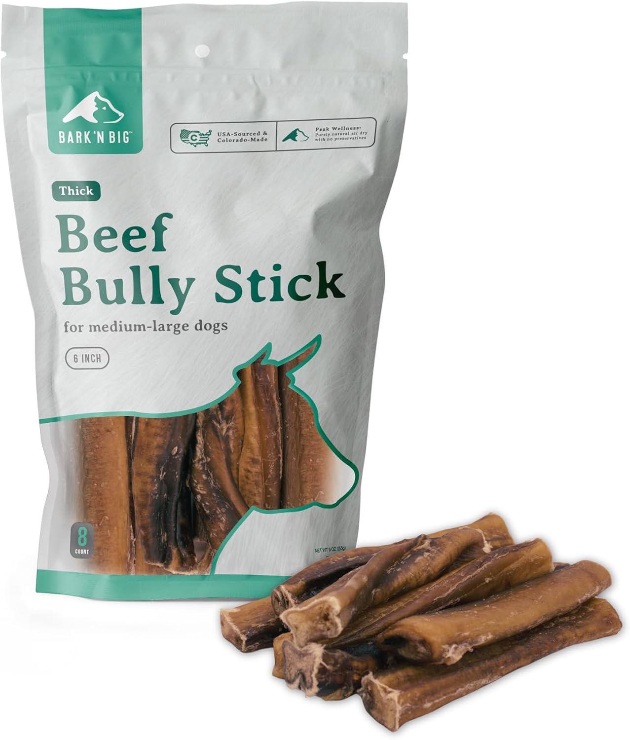 Bully Sticks for Dogs - Thick 6 Inch Odor Free Chews Made in USA