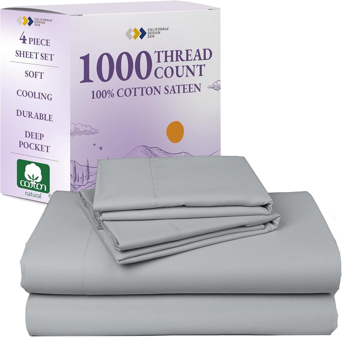 1000 Thread Count Deep Pocket King Sheet Set - Soft Cotton Bedding