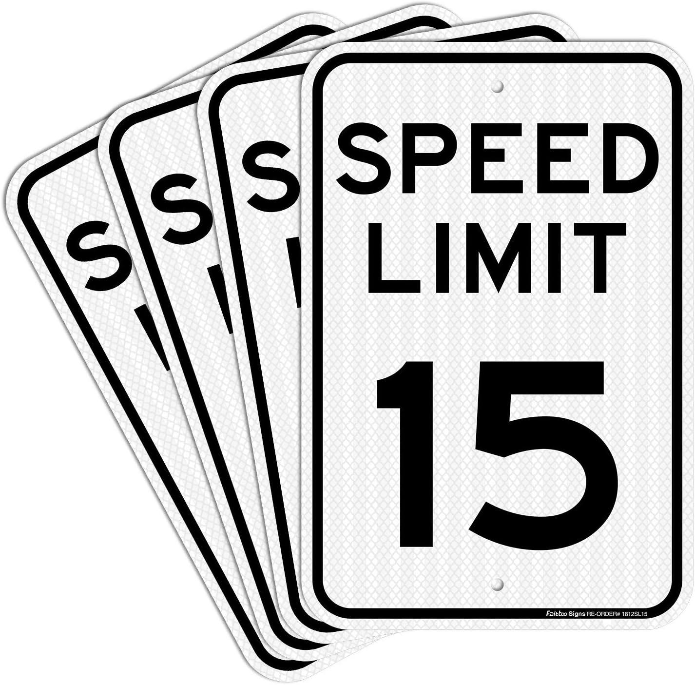 Speed Limit 15 MPH Sign - Durable Reflective Aluminum 4 Pack